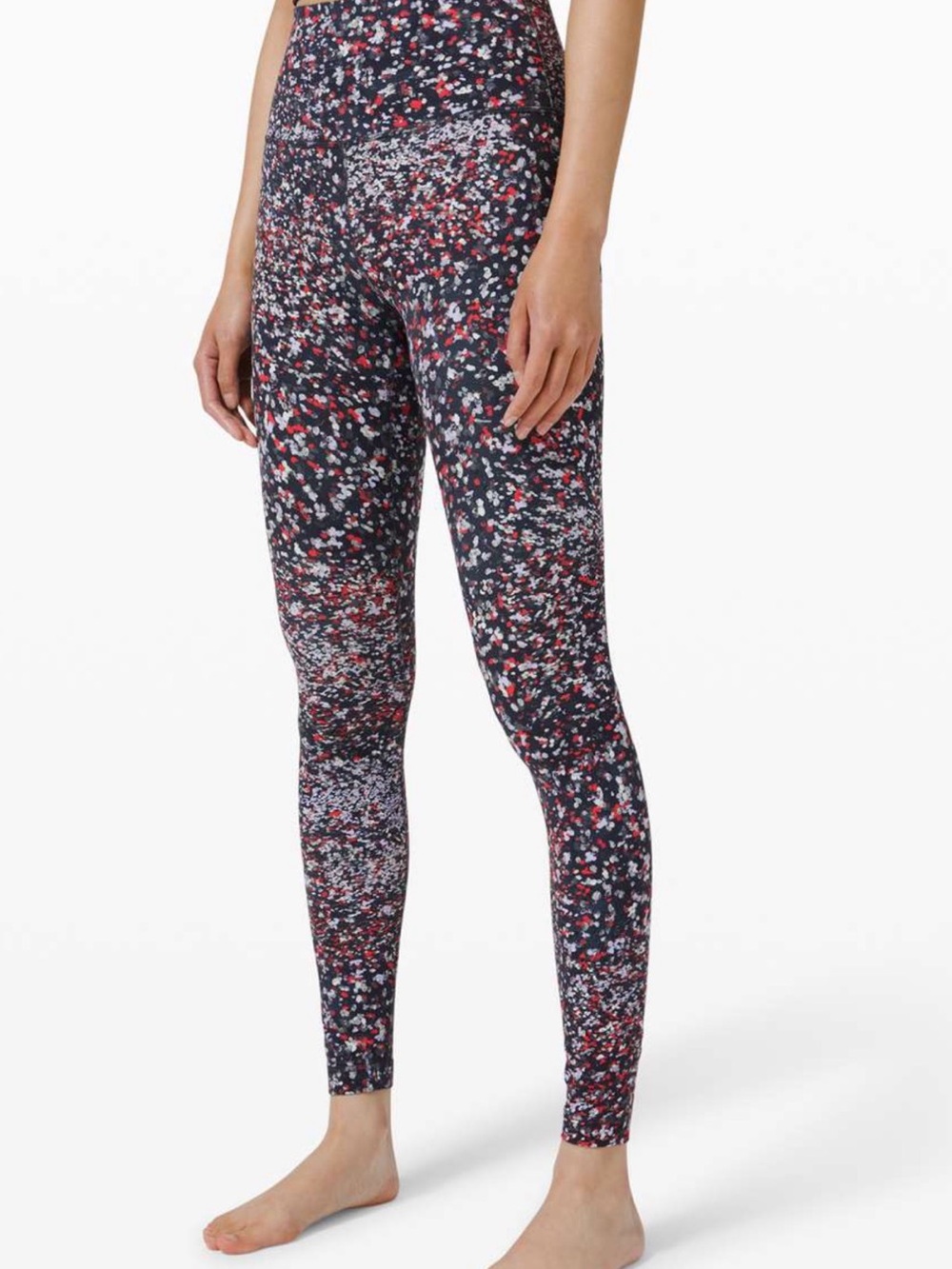 High-Waist Floral Print Leggings - Navy / Water Blossom Multi Color Pattern